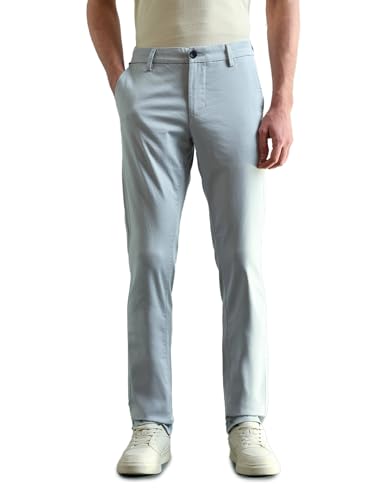 Image of Arrow Sport Men Slim fit Cotton SolidMid Rise waistTrousers