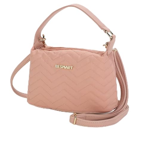 BESMART Small Women Crossbody Bag with Wavy Embroidery Design Lightweight Casual Shoulder Handbag Simple Fashion Phone Bag Mini Purse for Ladies