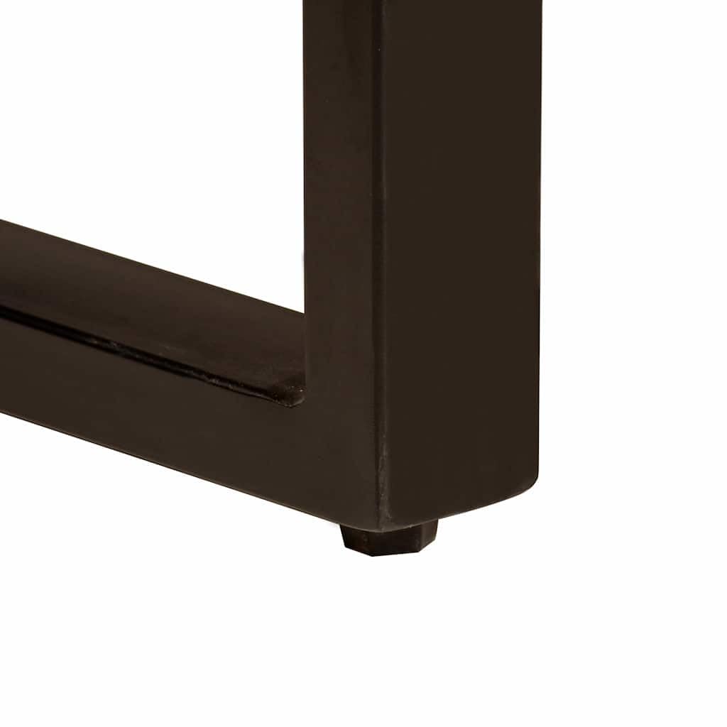 Mesa de comedor de 180 x 90 x 75 cm de mango de madera maciza, mesa de cocina y mesa de comedor en diseño industrial, mesa de madera maciza con patas de acero con recubrimiento en polvo