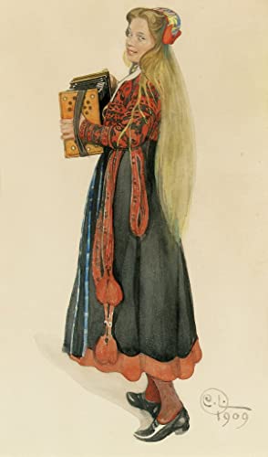 Tableau Lisbeth jouant de l'accordéon de Carl Larsson une touche de nostalgie poétique