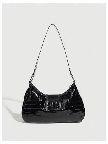 Image of QWINEE Women's Vintage Buckle Shoulder Bag Y2K Punk PU Leather Handbag Clutch Purse