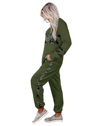 Image of Aloodor Sweatsuit for Women 2 Piece Outfits for Womens Crewneck Sweatshirts Pullover