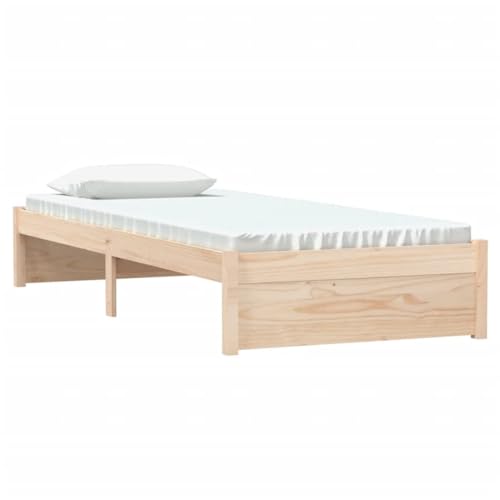 vidaXL Estructura de Cama Individual Somier Dormitorio Base Habitación Muebles Mobiliario Hogar Cuarto Descanso Madera Maciza 75x190 cm