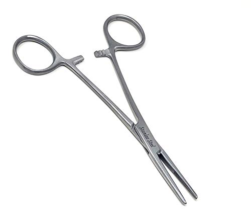 Half Serrated Locking Hemostat Forceps 5.5" (14Cm) Straight, Ideal For Ideal For Hobby Tools, Electronics, Fishing, Nurse, Premium Quality (Satin Premium) #TOP10