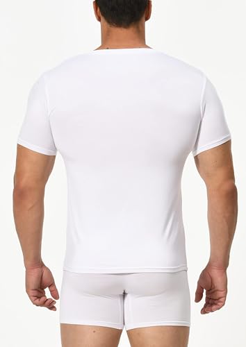 Comfneat Men's Undershirts Viscose V-Neck Cool Feeling T-Shirt 3-Pack4