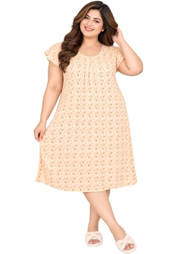 Image of Onekbhalo Women Cotton Night Dress Printed Culf Length Night Gown Short Nighty