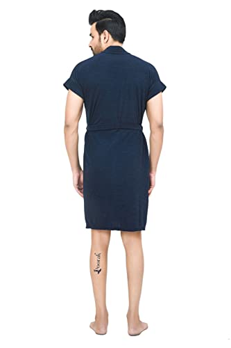 Image of Terry Bath robe For Men Fit Upto 42 inches Navy