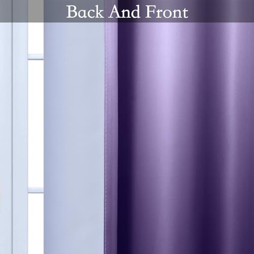Image of SimpleHome Ombre Gradient Purple White to Gray Curtains for Bedroom,52Wx84L | Room Darkening Curtains,Light Blocking Thermal Insulated Grommet Window Curtains for Living Room,2 Panels,84 Inches Length