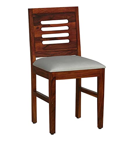 Image of Sheesham Wood Dining Chairs Set of 2 with Cushion | Dining Chair Only | Students Study Chairs | Office Chairs - Dining Room Furniture | Wooden Chair Set of 2 (White, Honey)