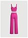 WDIRARA Women's 2 Piece Set Floral Sleeveless Tank Top High Waisted Wide Leg Pants Outfits Hot Pink Small