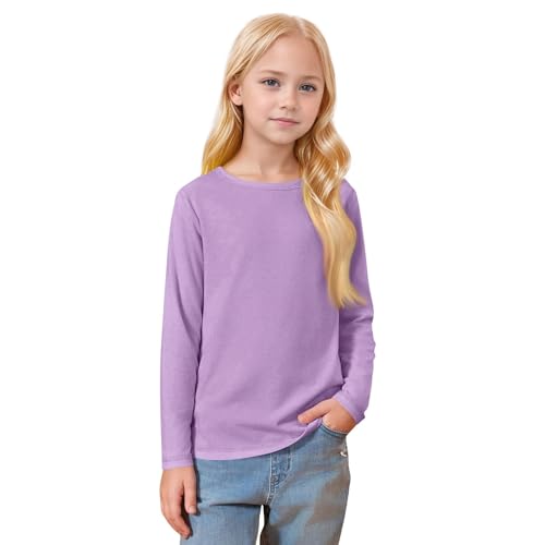 Girls Long Sleeve Shirts Soft Kids Crewneck T-Shirts 2024 Trendy Fall Cute Toddlers Tops Basic Tees3