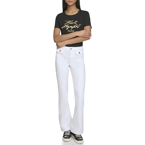 Jeans Denim Blanc Karl Lagerfeld Paris Poche Avant Pantalon Tendance Femme 42