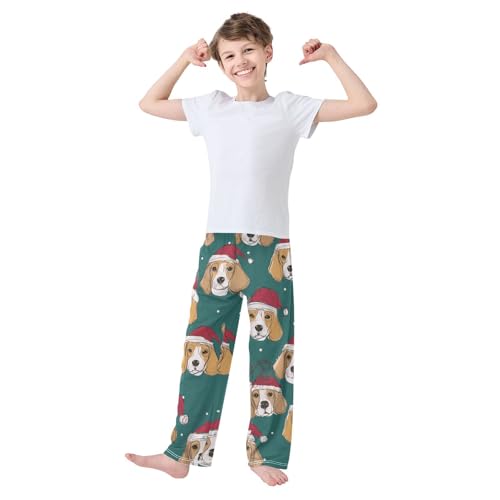 ZZXXB Beagle with Hats Boys Long Pants Soft Trousers Elastic Waist Kids Lounge Bottoms with Pockets S-XL3