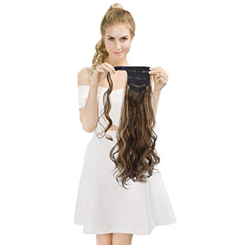 SEIKEA Wrap Around Ponytail Extension Clip in Pony Tail Hairpiece for Women Curly Hair 24 Inch - Light Brown/Blonde Mix