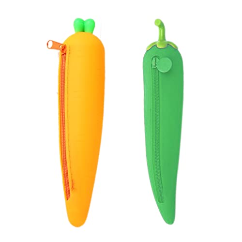 Molyorch 2 Stück Kieselgel Reißverschluss Stifthalter, Gemüse Form Federmäppchen, Bleistiftkoffer-Organizer, für Schulbedarf Stiftetui, Büro Stiftetui, Kleinteile Kit Cover