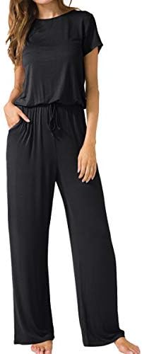 LAINAB Women Plus Size Summer Wide Leg Casual Jumpsuits Black XXL