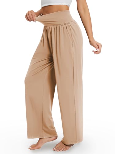 Image of Gracyoga Wide Leg Yoga Pants for Women Casual Loose Cozy Sweatpants High Waisted Lounge Pajama Flowy Pants With Pockets