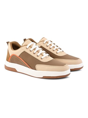 Image of STANPHORD Mens Lumora Sneakers Faux Leather Chunky Colourblocked Trendy Lace Up Casual Shoes Trendy Sole All Day Comfortable Lightweight with Extra Comfort Durable Footwear