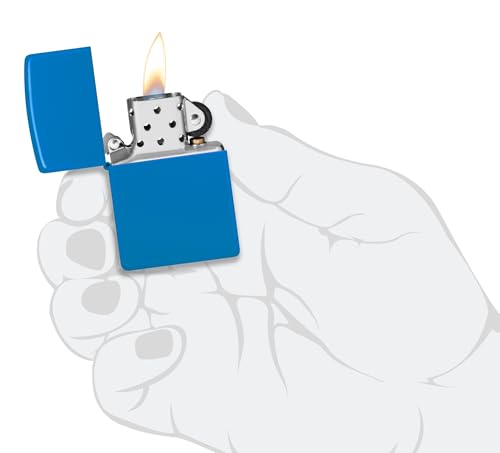 Image of Zippo 48628 Regular Sky Blue Matte Model Windproof Pocket Fuel Refillable Lighter, BIS Certified