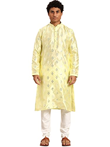 Image of Rajubhai Hargovindas Men's Jacquard Work Kurta Set