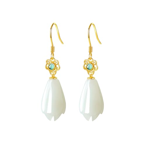 Boucles d'oreilles pendantes Hetian Jade pour un cadeau d'anniversaire romantique