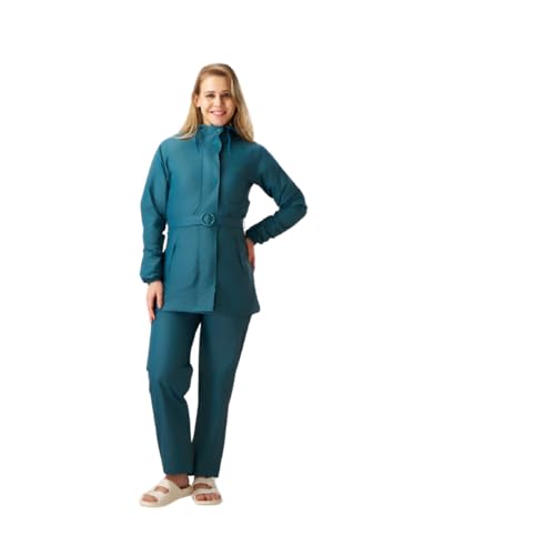 Image of ZEEL Rain Coat for Women Waterproof with Adjustable Hood, Rainwear Suit with Polyester Jacket and Pants for Ladies with Belt, AZ12