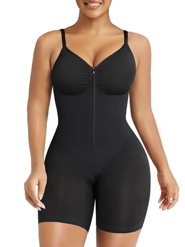 SHAPERX Women's Shapewear Bodysuit Tummy Control Seamless Zip-Up Sculpting Body Shaper Medium Compression