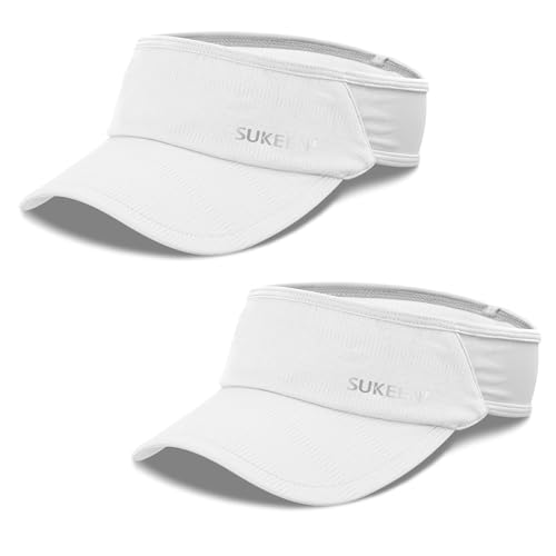 Image of Sukeen 2 Pack Sports Sun Visor Women Men Lightweight Packable Stretchy Visor Hat for Golf, Tennis, Running