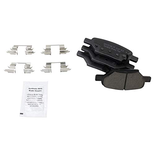 Image of TRQ Performance Rear Brake Pad and Rotor Set Ceramic Coated Slotted Drilled Calipers Compatible with 2005-2007 Chevrolet Malibu