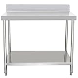 Beeketal 'BA100A' Gastro Edelstahl Arbeitstisch 100 x 60 cm mit Aufkantung, Tisch bis 100 kg belastbar, Profi Gastro Küchentisch mit großer Ablagefläche und justierbaren Füßen