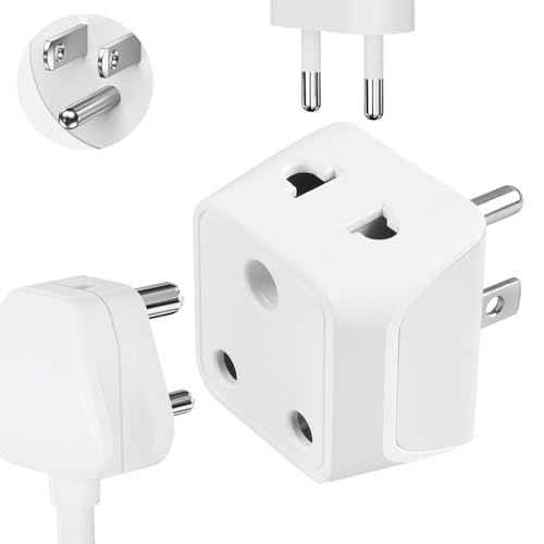 Image of Ceptics India to USA Converter Plug, 2 in 1 Canada Travel Adapter - Type B - CE Certified - RoHS Compliant - White - 1 Pack - Lifetime Limited Warranty
