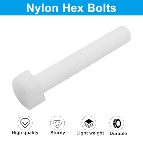 Piutouyar WANGQ20240124-507 20 Pair M8X50Mm White Nylon Hex Bolts Plastic Hex Nuts Full Thread Hex Head Screws And Nuts Set thumb #3