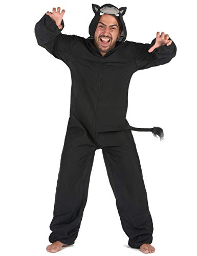 DEGUISE TOI - Déguisement combinaison panthère noire homme - Combinaison - Taille Unique (42) - Noir - Déguisements adultes - 100% Polyester - Laver à la...