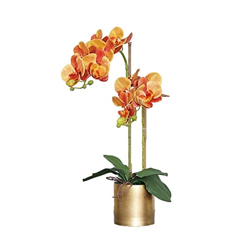 Juego de flores artificiales, flores artificiales con jarrón de orquídea Pu Phalaenopsis, flores artificiales en jarrón para decoración de sala de estar, hermosas flores artificiales, B (A