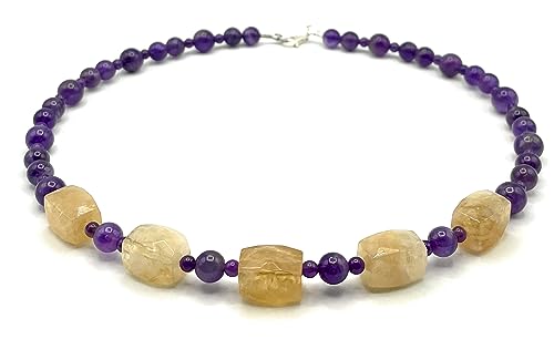 Collier citrine améthyste ras du cou argent 925 bijoux artisanaux