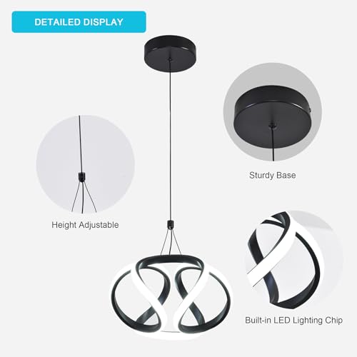 Qcyuui 35W LED Chandelier Ceiling Light, Adjustable Hanging Cord, 6000K Cool White, Black Modern Pendant Lighting for Kitchen, Living Room, Bedroom, Dining Hall - Cosy Home Interiors Qcyuui 35W LED Chandelier Ceiling Light, Adjustable Hanging Cord, 6000K Cool White, Black Modern Pendant Lighting for Kitchen, Living Room, Bedroom, Dining Hall - Image 7
