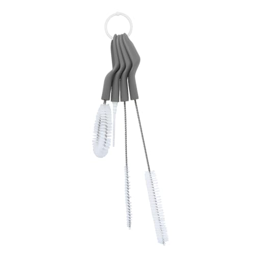 Image of Full Circle Little Sipper, Bottle and Straw Cleaning Brush Set, Sizes for Both Narrow & Wide Straws, Gray