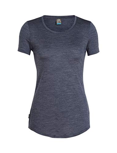 Icebreaker Merino Women's Sphere Short Sleeve Low Crew Neck Shirt, Midnight Navy Hthr, Large