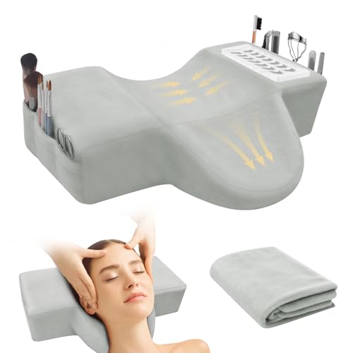 CGBE Lash Pillow for Eyelash Extensions: Ergonomic U-Shaped Neck Support Cushion Soft Flannel Eyelash Cushion for Home and Beauty Salon Lash Technician Bed Supplies - Grey