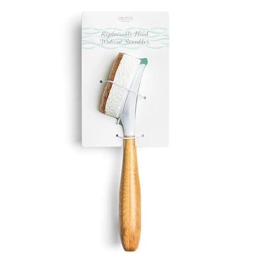 Grove Co. Replaceable Head Walnut Scrubber Dish Brush, Non-Scratch, 1 Count