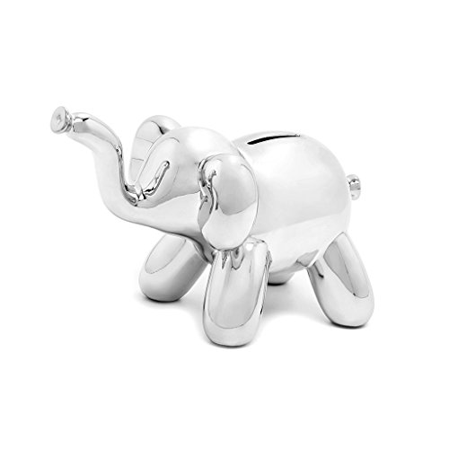 Made By Humans Balloon Money Bank - Baby Elephant - Unique Piggy Bank Gift for Cool Kids and Adults - Silver