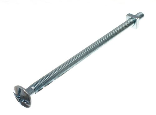 Boulon de toiture 8mm M8x160 vis tête cruciforme et écrou carré zingué pour fixation bois