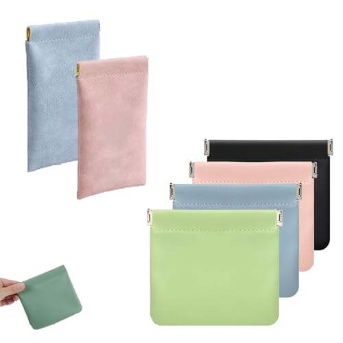 Personalized Snap Closure Leather Organizer Pouch, Soft Mini Travel Pouch Eyeglass, Pocket Cosmetic Bag (Mix-2) - Main Image