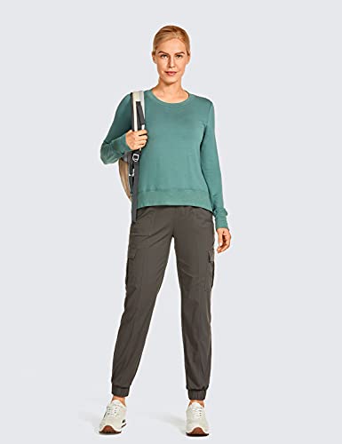 Crz Yoga Womens Lightweight Athletic Cargo Joggers - High Waisted Outdoor Casual Track Hiking Pants Zip Off Pockets Mountain Green Medium #TOP2