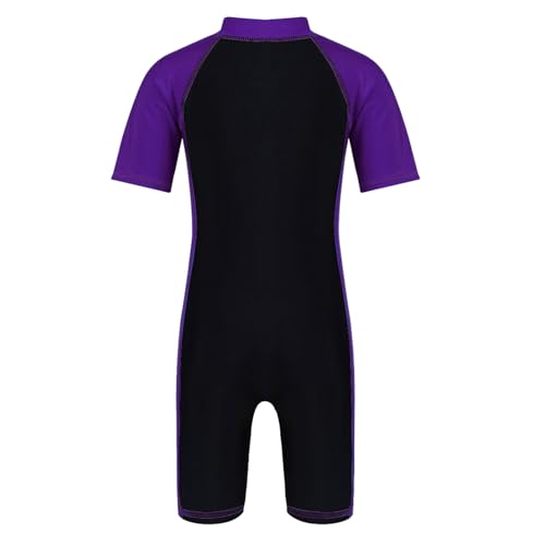 Image of Alvivi Kids Baby Boy Girls Short Sleeve Shorty Swimming Suit UV Sun Protective Zipper One Piece Swimsuit