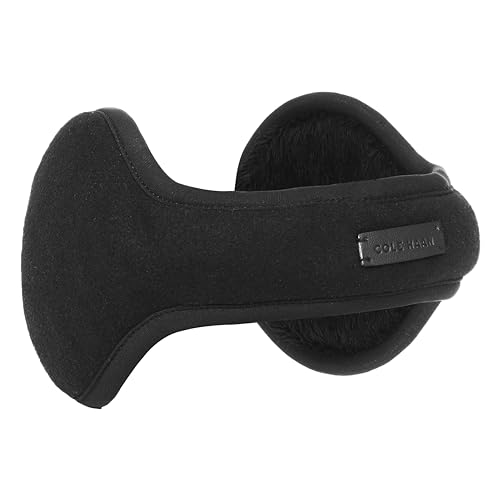Cole Haan Black Earmuffs for Mens - One Size - Soft Faux Fur Lining, Compact & Foldable Ear Warmer, Behind-the-Head Design, Adjustable and Stretched Winter Mens Ear Muffs for Cold Weather