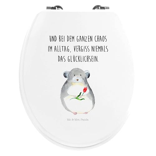 Mr. & Mrs. Panda Motiv WC Sitz Chinchilla Blume - Geschenk, lustige Sprüche, Büro, Tiermotive, Klodeckel, Klobrille, Chaos, WC-Sitz, Toilettendeckel,
