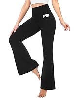 TNNZEET Schlaghose Damen High Waist Mit Taschen, Yogahose Flared Leggings Blickdicht Bootcut Jazzpants Jogginghose Für Gym Sport(Schwarz,L)