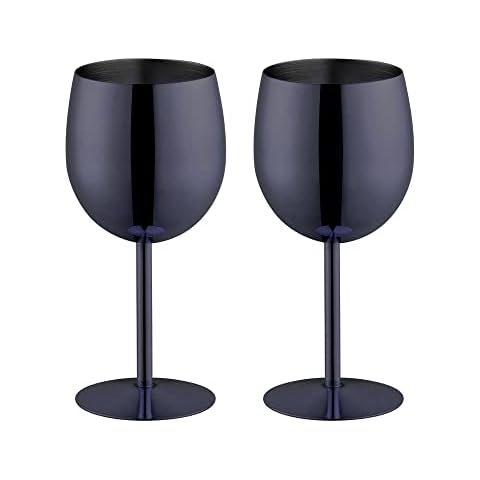 BISDARUN White Wine Glasses Set of 2 Red Wine Goblets 18/8 Stainless Steel 350ml Metal Goblet Glasses for Cocktail Champagne Whiskey Beer (Black) Cover