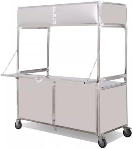Heavy-Duty Stainless Steel Foldable Food Cart with Storage Space, Portable Street Vendor Cart for Outdoor Sales and Events (120cm/47.2in)